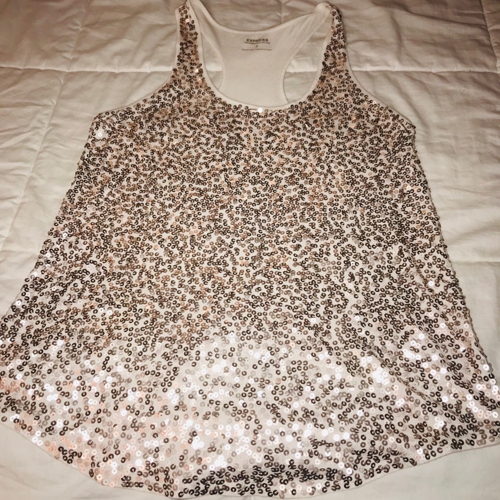 Gold sequin tank